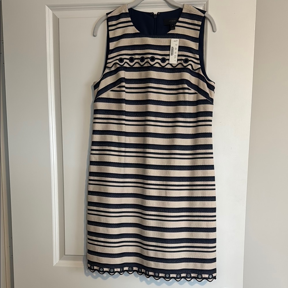 J. Crew Navy and Cream Striped Mini Dress